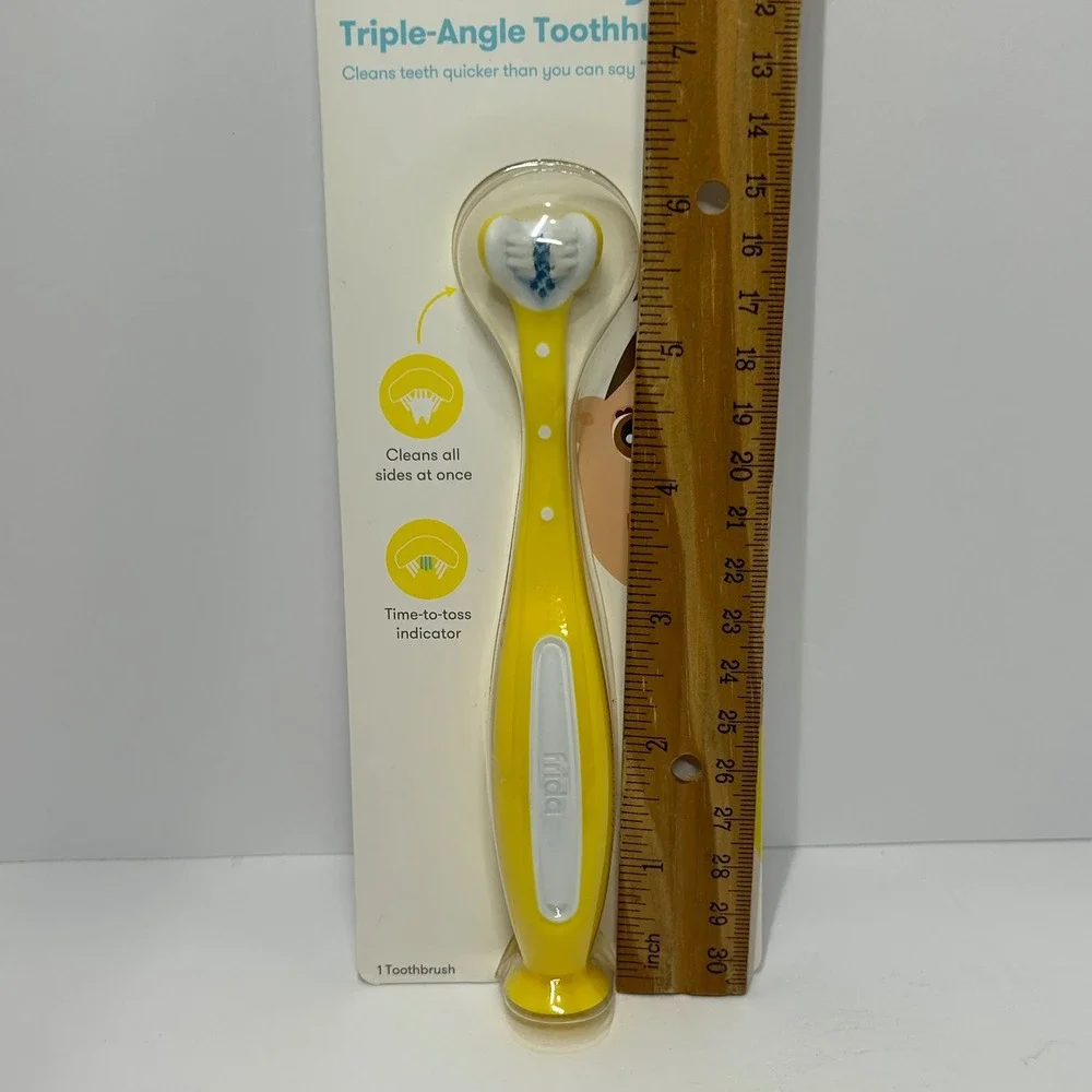 Fridababy Triple-Angle Toothhugger Toddler Toothbrush Yellow Suction Cup